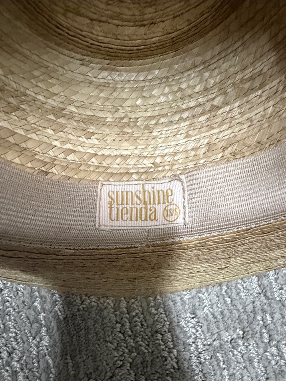 Sunshine Tienda XS/S Wide Brim Straw Hat with Mustard-White Band - Picture 3 of 6